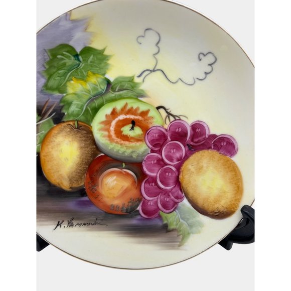 Vintage Hand Painted Porcelain Plates w/ Fruit Designs Yamauchi & Isihara 7.5" - Picture 7 of 8